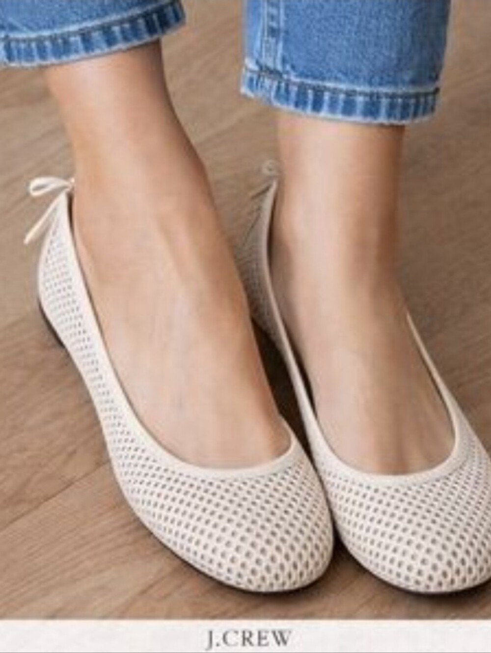 J. Crew Beige Cece Perforated Mesh Ballet Flats Size 7